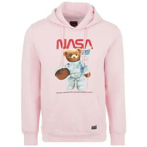 Men's NASA Space Ship Pink Teddy Bear Logo Hoodie Sweatshirt Size Large